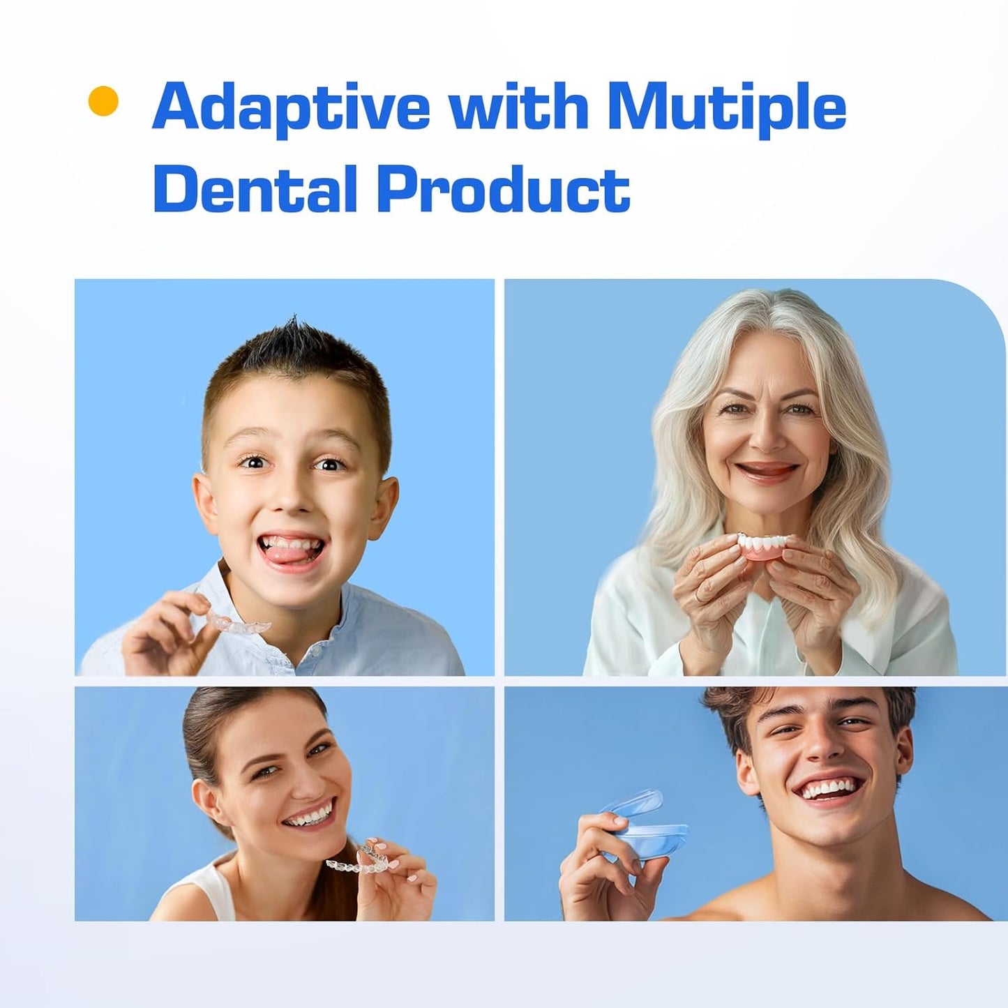 Kingwell 45KHz Ultrasonic Retainer Cleaner Machine, 230ML Denture Cleaner for Retainer, Mouth Guard, Aligner, Toothbrush Head, Dental Cleaning Pod with Digital Timer, FSA HSA Approved (White)