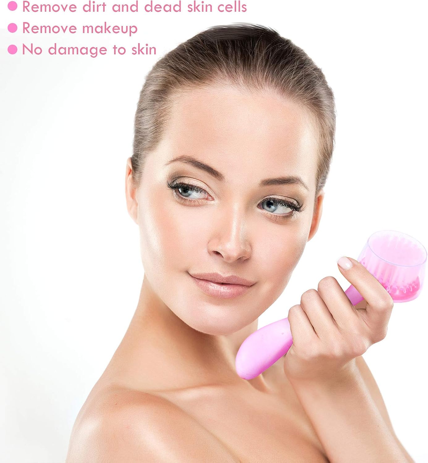 3 Pieces Facial Cleansing Brush Acrylic Handle Face Scrubbers Soft Bristle Exfoliator Cleaner Brush Scrub Exfoliating Facial Scrubber for Face Care Makeup Skincare Removal(Pink)