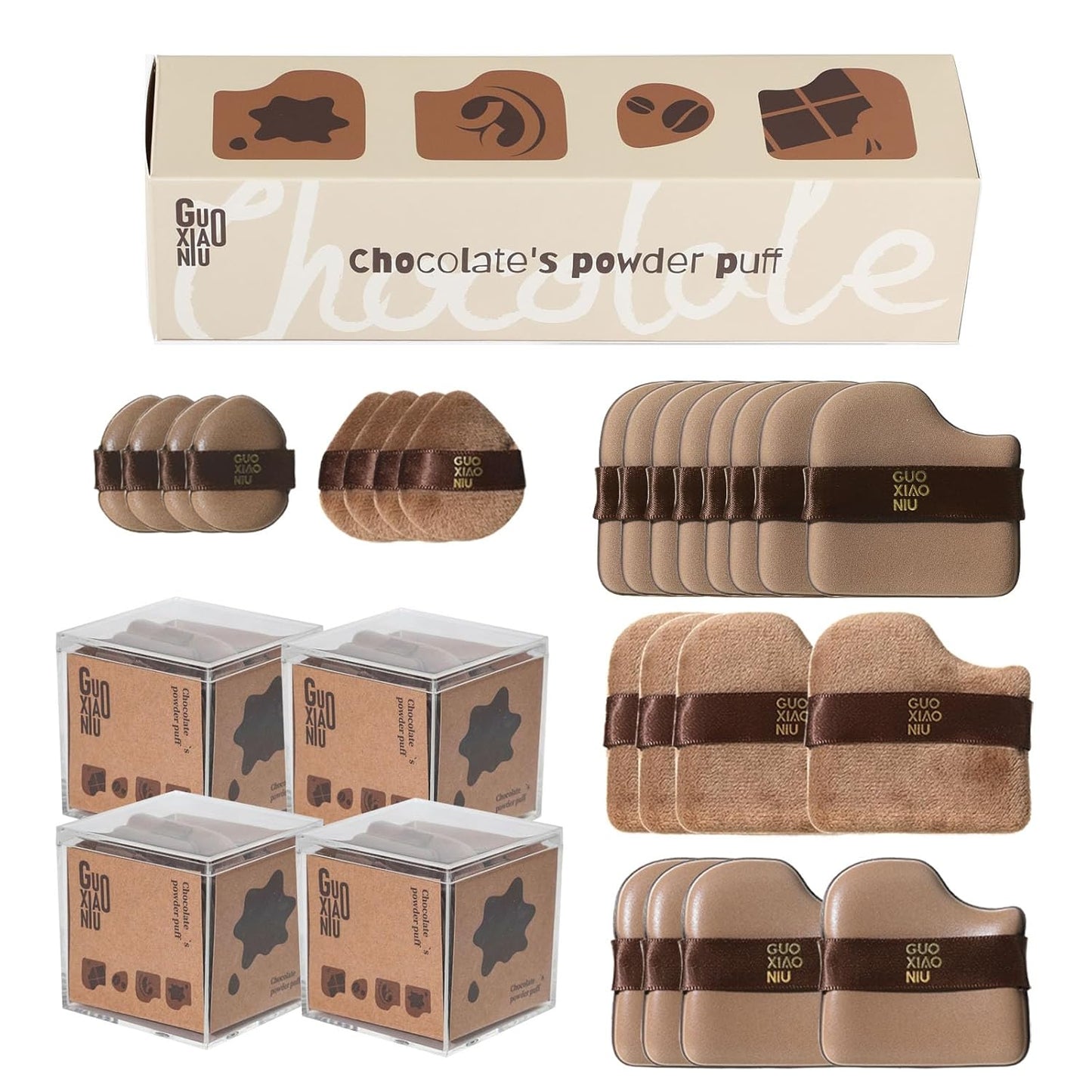 24pcs Powder Puffs Set With 4 Cases, Makeup Powder Puff, Velour Makeup Puff, Setting Powder Puff, Reusable & Washable, Ideal For Foundation, Powder Cream, Setting, Christmas Gifts For Women