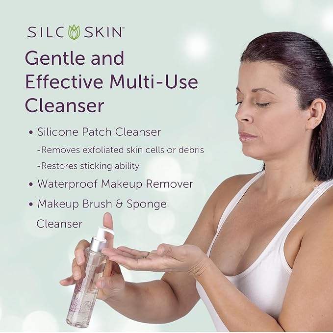 SilcSkin Chest Care Bundle - Decollette Pad and Skin Cleanser, Reusable Medical-Grade Chest Wrinkle Pads for Fine Lines, Crepey Skin, and Puffiness