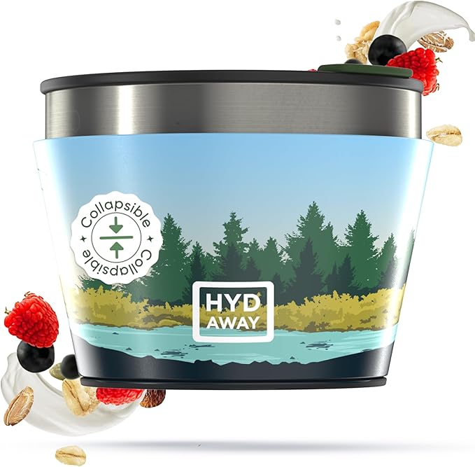 HYDAWAY 1.5-Cup Collapsible Insulated Bowl with Lid - BPA-Free, Leak-Resistant, and Ultra-Compact for Travel, Camping & Everyday Meals