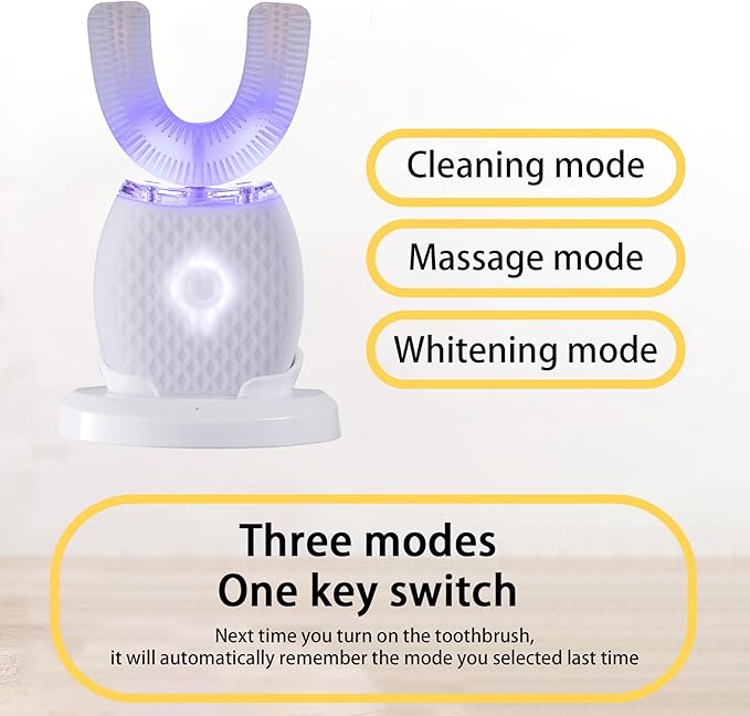 Automatic Toothbrush for Adult - Ultrasonic Electric Toothbrush with Soft Bristles & 30s Timer Rechargeable Portable Design with Wireless Charging Waterproof & Washable for Travel & Home Use (White)
