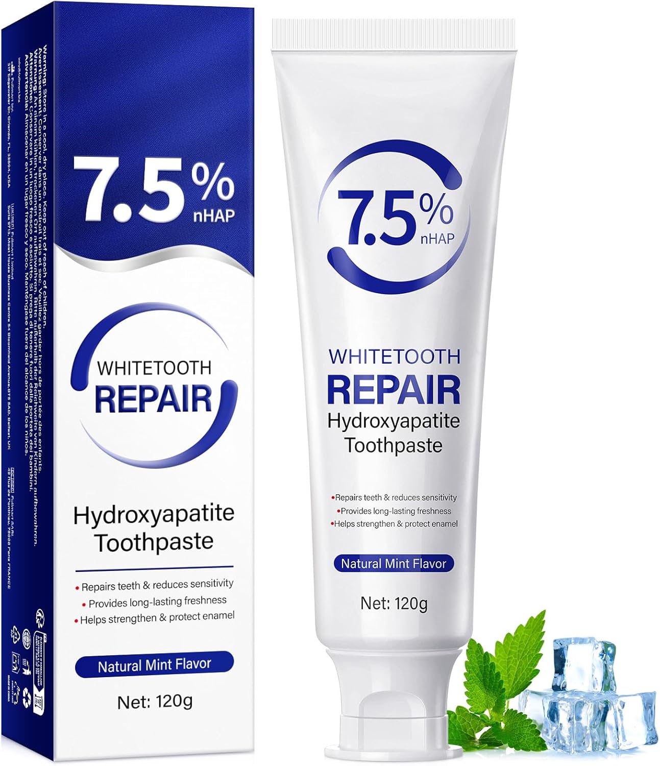 Hydroxyapatite Toothpastes for Enamel Protection and Tooth Strengthening, with Gentle Mint, Provides Long-Lasting Fresh Breath, Daily Use for Oral Health, 4.23 OZ
