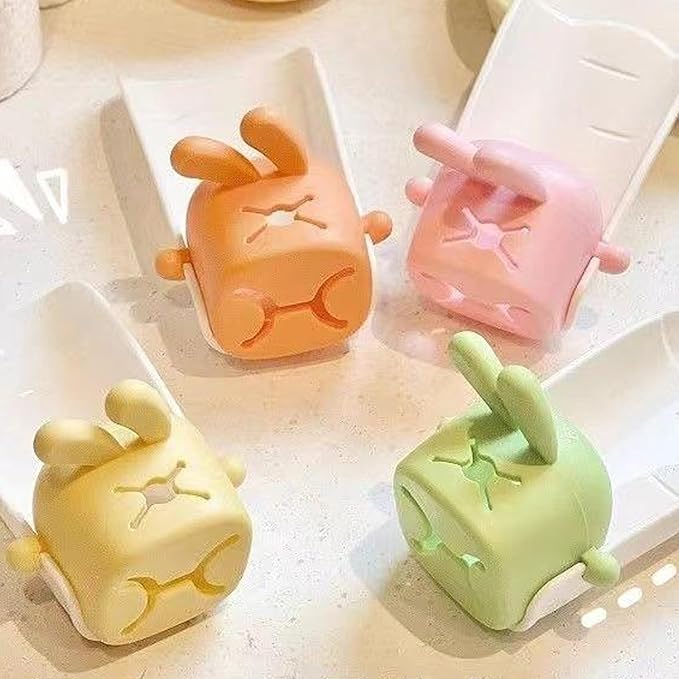 4pcs Cute Cartoon Faucet Expander Children's Rabbit U-Shaped Widening Faucet Expander Bathroom Kitchen Faucet Splash Proof Sink (Pink/Orange/Yellow/Green)