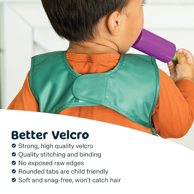 Tiny Twinkle Mess Proof Baby Bib for Boys | Waterproof Toddler Bib for Eating | Baby Apron for Feeding, Machine Washable | Perfect Shower Gift (Charcoal, 6–24M)