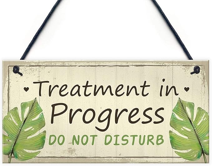 Treatment in Progress Do Not Disturb Wood Signs Salon Spa Plaque Hanging Door Sign Wall Decor 12x6inches(1069qq)