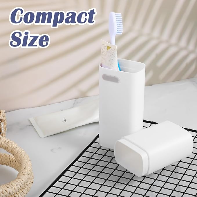 Toothbrush Travel Case Compact Small Toothbrush Holder with Ventilation Hole Portable Multifunctional Tooth Brush Cup with Cover Storage Container for School Camping Business Trip Bathroom(White)