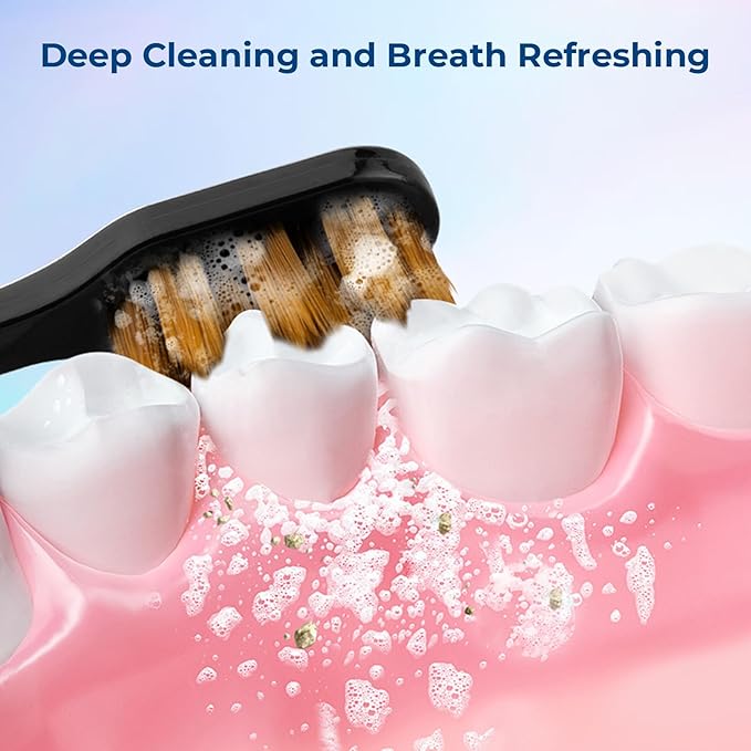 Soft Bristle Toothbrush, Micro Nano Flossing Toothbrushes with Multi-Layered Shaped Bristles for Whiten Teeth and Removes Plaque, Designed for Sensitive Teeth & Gums-Black Head