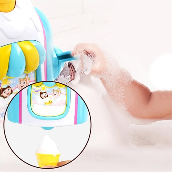 Bath Bubble Machine,Bath Toys for Toddlers 3-4 Years,Ice Cream Foam Maker Bath Toys for Kids Ages 4-8,Bubble Pretend Cake Play Set Water Bathtub ice Cream Toys for Toddlers 3-5