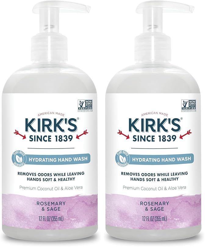 Kirk's Odor Neutralizing Hydrating Hand Soap, Rosemary Sage 12 Ounce (Pack of 2)
