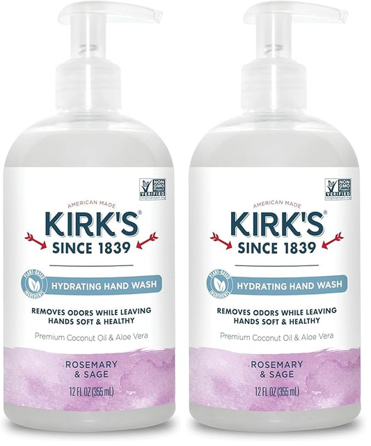 Kirk's Odor Neutralizing Hydrating Hand Soap, Rosemary Sage 12 Ounce (Pack of 2)