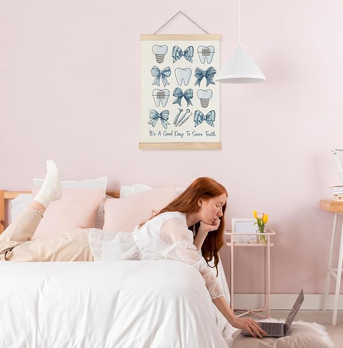 Yomisex Dentist Gifts Wall Art Poster, Dental Hygienist Assistant Office Gifts for Women, Blue Teeth Stuff Wall Art Framed for Dentist Office Home Decor, 12x16 Inch-(Blue)