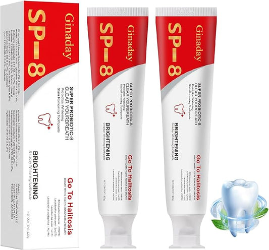 2 Pcs SP-8 Probiotic Whitening Toothpaste, Triple Whitening Care Deep Cleaning Fresh Breath.