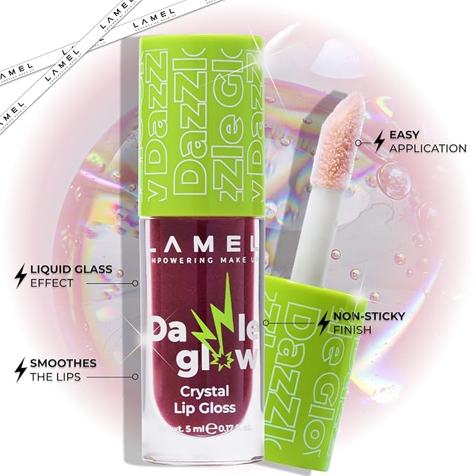 Lamel Dazzle Glow Crystal Clear Lip Gloss - Hydrating Lip Gloss - Non Sticky - Colored - Moisturizing - №407 Provocative