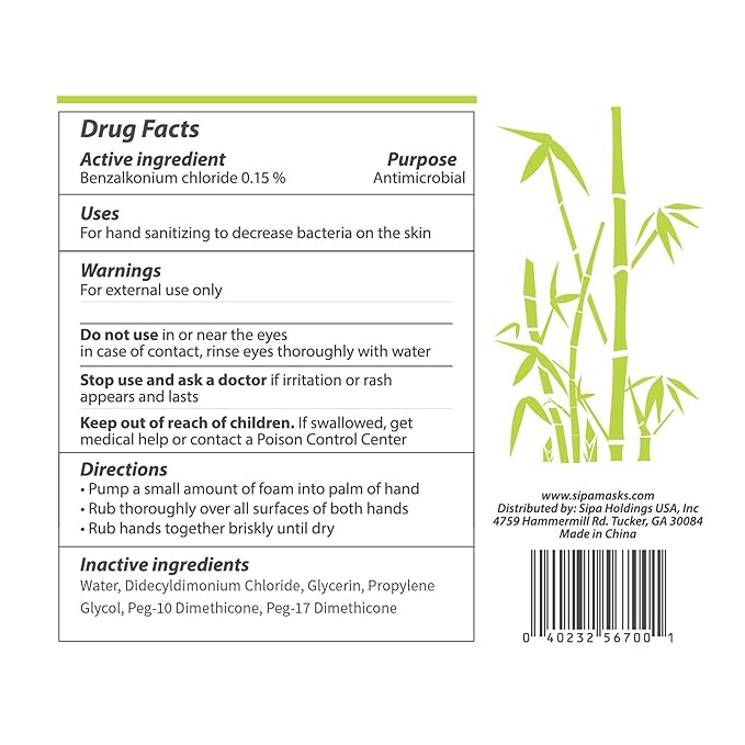 SIPA Foaming Hand Sanitizer 10.8oz (320ml), Alcohol-Free, Fragrance-free, Moisturizing Hand Perfect for Sensitive Skin Non-sticky, No Rinse (PACK OF 12)