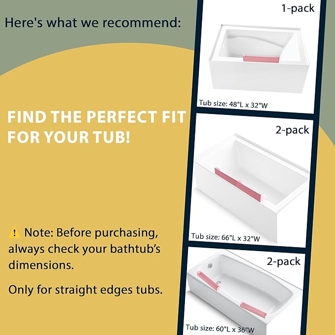 Tub Splash Guard for Kids - Silicone Tub Water Splash Guard with 4 Suction Cups for Kitchen Sink, Bath Toy Tray Holder, Tub Shelf for Kids, Bathroom Accessories for Children & Toddler, 1Pack, Pink