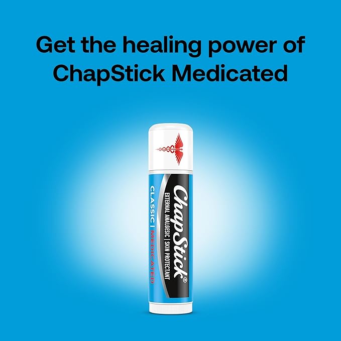 ChapStick Classic Medicated 3-Packs (12 Sets/36 Tubes) – Bulk Lip Balm, Dry Lips & Cold Sore Pain Relief Bundle, 0.15 Oz Ea