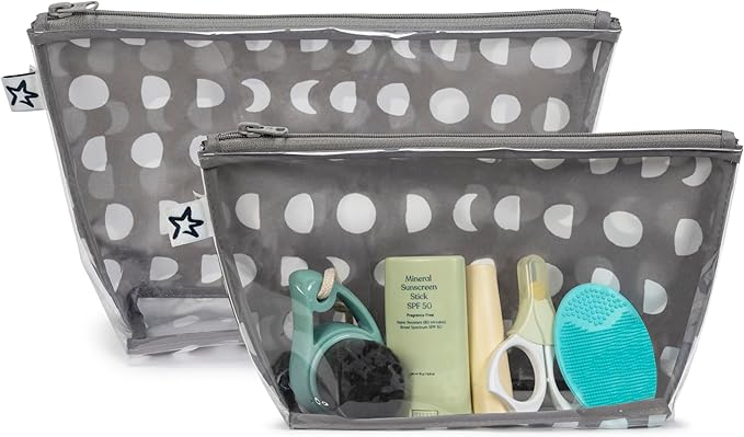 Tiny Twinkle Diaper Bag Organizing Pouches | Mess-Proof Clear Front Travel Organizer Bags | TSA Approved Toiletry Bag Set for Baby and Mom Essentials