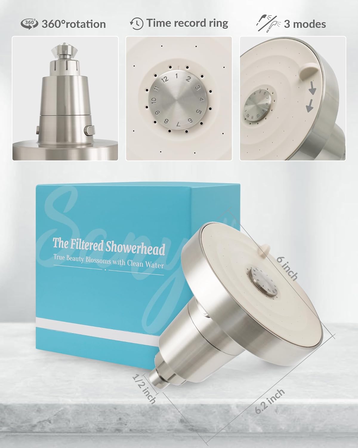 Filtered Shower Head for Hard Water, Removes Chlorine, KDF-55 Filter Dermatologist Recommended for Softening Hard Water (BNP)