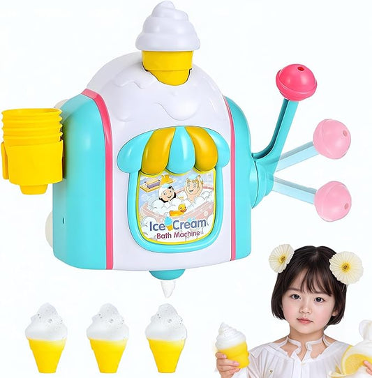 Bath Bubble Machine,Bath Toys for Toddlers 3-4 Years,Ice Cream Foam Maker Bath Toys for Kids Ages 4-8,Bubble Pretend Cake Play Set Water Bathtub ice Cream Toys for Toddlers 3-5