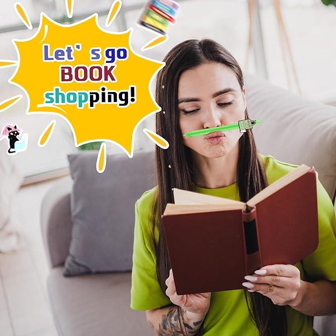 12 Set Book Lover Gifts Book Club Sticky Note Bookish Ballpoint Pens Reading Gifts Ideas for Reader Librarians Literary Lover Bookworms Christmas Appreciation Birthday Party Accessories