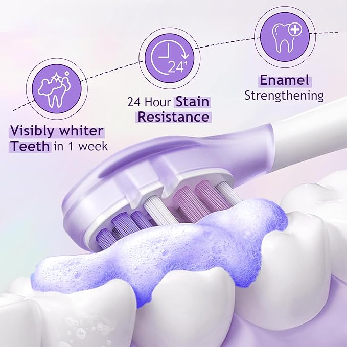 Purple Color Corrector Whitening Toothpaste, Fluoride-Free,Deep Stain Remover Toothpaste, Plaque Remover for Teeth,freshens Breath,Vanilla Mint