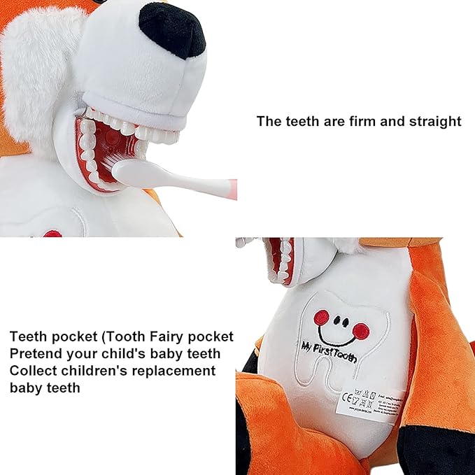 Tooth Fairy Plush Doll, YOUYA DENTAL Dental Plush Oral Health Presentation Puppet Fox Tooth Fairy Dental Educational Plush Small Size Doll with Teeth for Kids Chidren Boys Girls