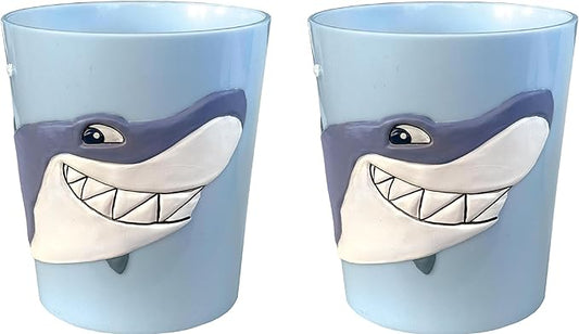 Lily's Home 3D Great White Shark Tumbler, Fun Novelty Reusable Toddler and Kids Cup, Bathroom Rinse Cup, BPA-Free Plastic, Ideal for Kids 3-6, Unbreakable and Shutterproof.(2, Shark) 10 Ounce