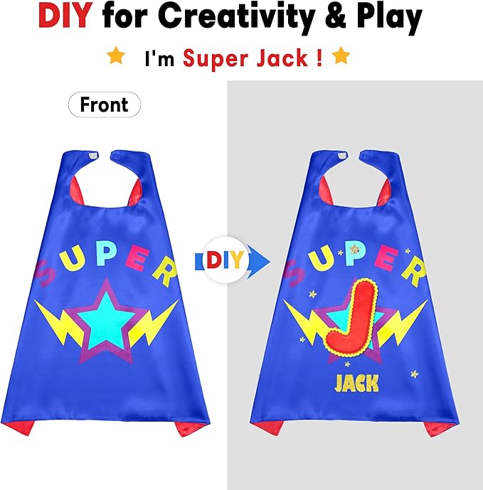 D.Q.Z Star Superhero Cape and Mask for Kids Dress Up Costume, Super Hero Toys for Boys Girls Halloween Party Favors