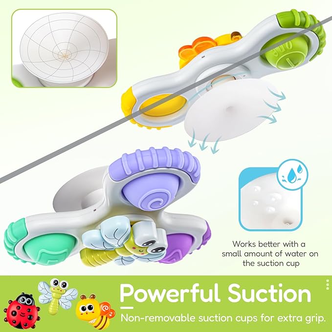 ALASOU 3PCS Pop Suction Cup Spinner Toys for 1 Year Old Boy Girl|Novelty Spinning Tops Toddler Stocking Stuffers|Baby Bath Toy for Kids Ages 1-3|1 Year Old Boy Christmas Birthday Gift for Infant