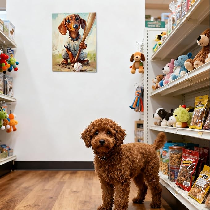 YOUHONG Animal Wall Art Animal Pictures Wall Decor Dog Art with Built-in Wooden Frame - Sports Poster Dog Pictures for Bedroom & Living Room Decor Easy Hanging (12x15.7 Inches)