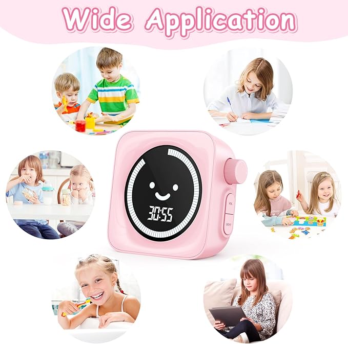 Visual Timer for Kids, 99 Minute Digital Cute Kids Visual Timer Classroom Timer for Homeschool Supplies Study Teaching Time Management Tool Countdown Count Up Timer, Pink