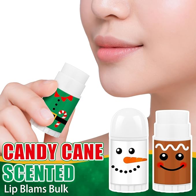 25 Pcs Christmas Lip Balm Bulk Mini Candy Cane Peppermint Flavor Lip Balms Bulk Christmas Stocking Stuffers Xmas Party Gifts Small Thank You Employee Appreciation Gifts for Women Men (Xmas Character)
