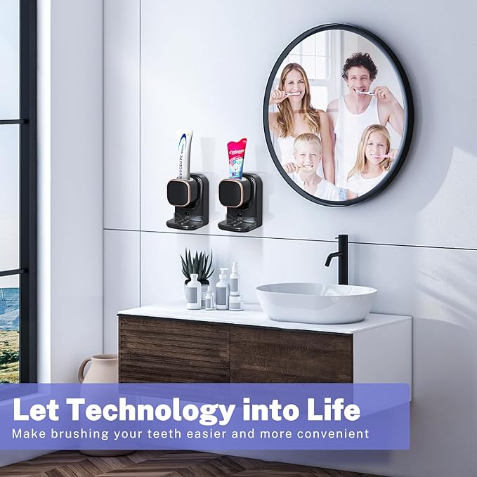 Wekity Automatic Toothpaste Dispenser,Wall Mounted Electric Toothpaste Dispenser for Kids and Adults,Toothpaste Dispenser for Bathroom (Black)