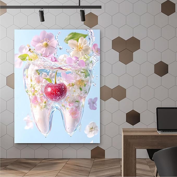 SchindlerBang Contemporary Dental Decor,Abstract Water Tooth Print,Striking Artwork for Urban Apartments,Lofts,and Designer Interiors 12x16inch Ready to Hang