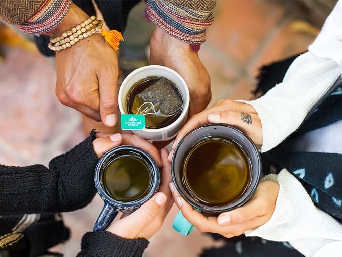 ORGANIC INDIA Tulsi Peppermint Tea - Caffeine Free Herbal Mint Tea - Stress Relieving Holy Basil, Immune Support, Aids Digestion, Vegan, USDA Certified Organic, Fairtrade - 18 Infusion Bags, 6 Pack