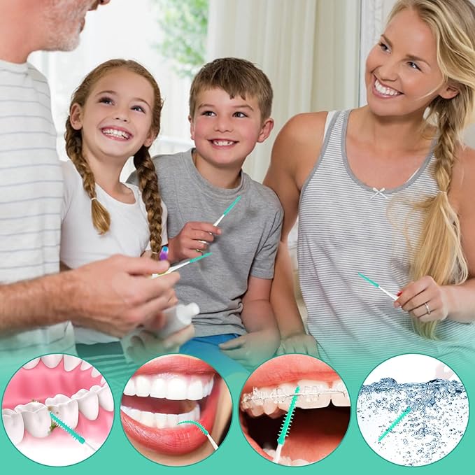 220 Pieces Interdental Brushes, Silicone Dental Floss Picks with Case Dental Brushes Dental Picks Green Tooth Floss Picks for Teeth Cleaning(Green)