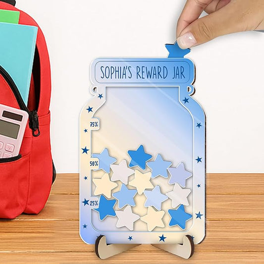 Custom Reward Jars for Kids - Magnetic Reward Jar for Classroom Behavior – Incentive Jar with Stars for Teachers & Kids – Class Rewards Chart, Potty Training, Behavior Management Tool, TT10