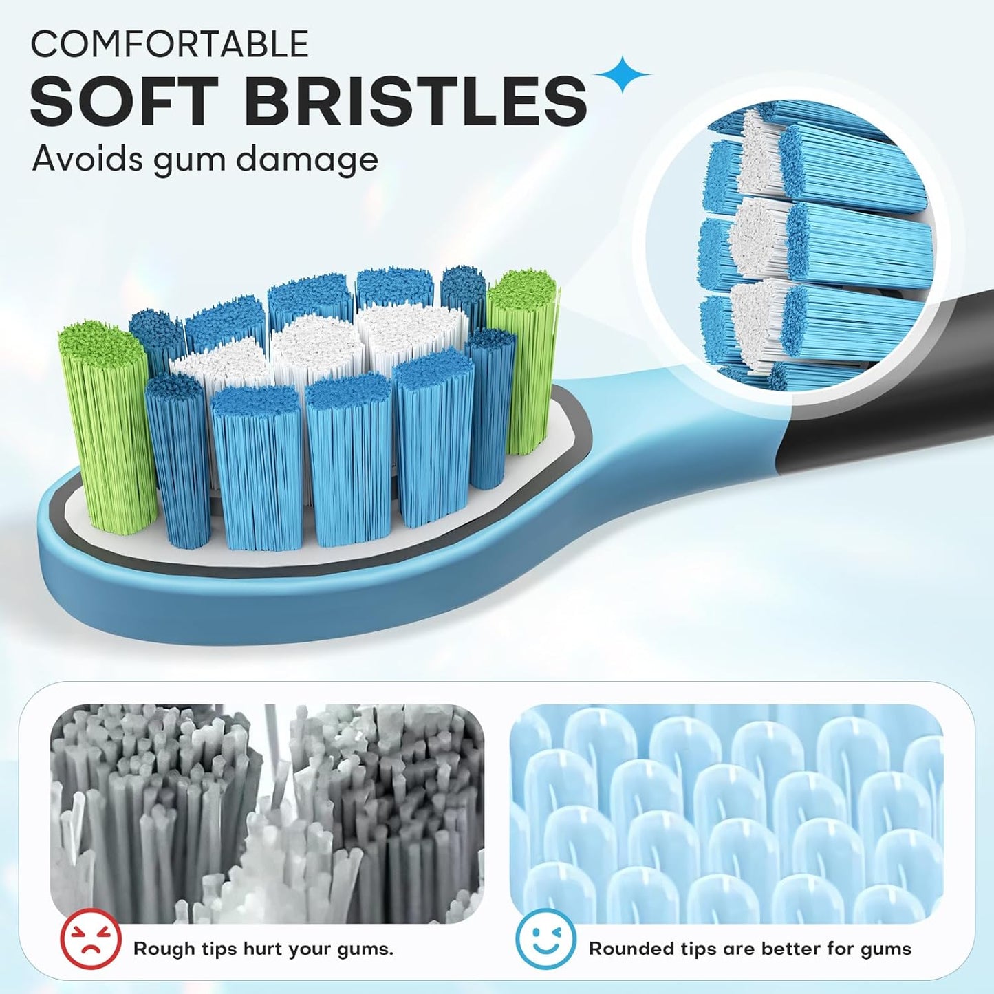 12 Pack Toothbrush Replacement Heads for Philips Sonicare, Electric Brush Heads Compatible with Phillips Sonic Snap-on Care Head (Black)