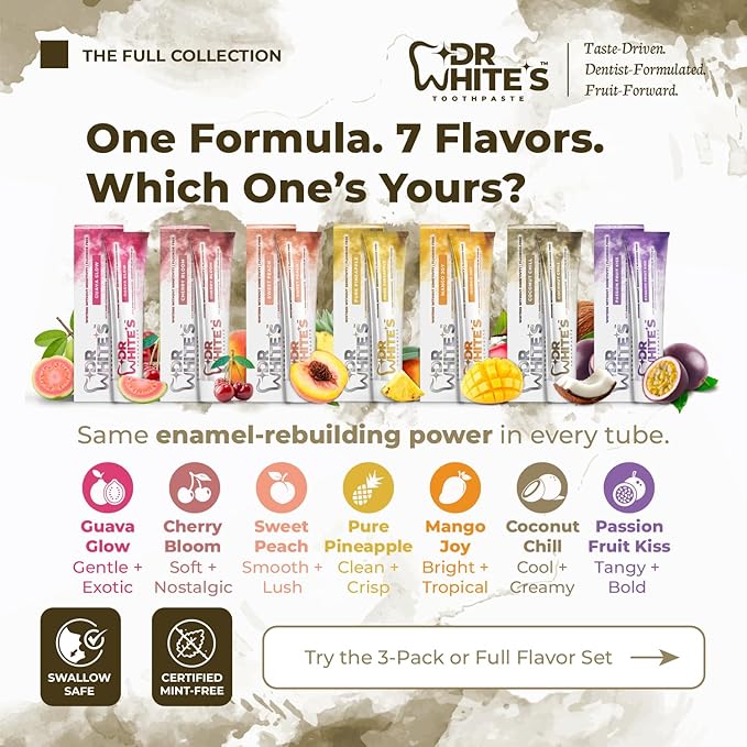 Dr. White’s Fluoride-Free nHA Toothpaste 2-Pack; Dentist-Formulated, Nano Hydroxyapatite + Xylitol, Sensitivity Relief Complex™, Mint-Free, Enamel Safe, Swallow-Safe (3.5 Oz, Coconut Chill)