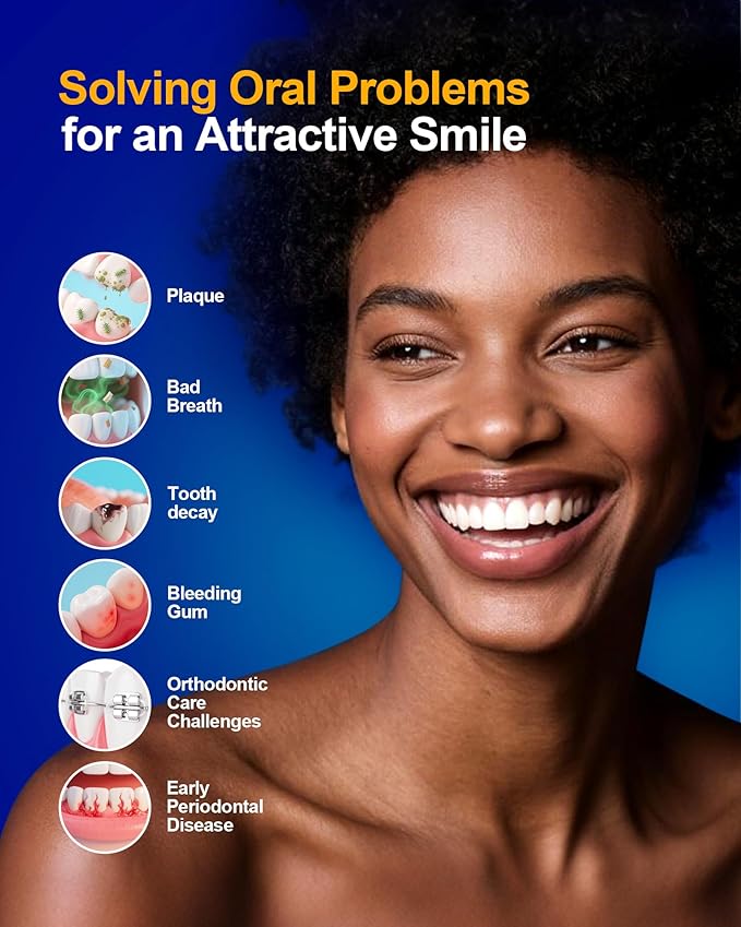 Water Flosser Teeth Pick: 5 Modes Cordless Water Dental Floss 300ML Portable Rechargeable IPX7 Waterproof Electric Water Flossing Cleaning Picks with 6 Jet Tips Oral Irrigator Cleaner, Black