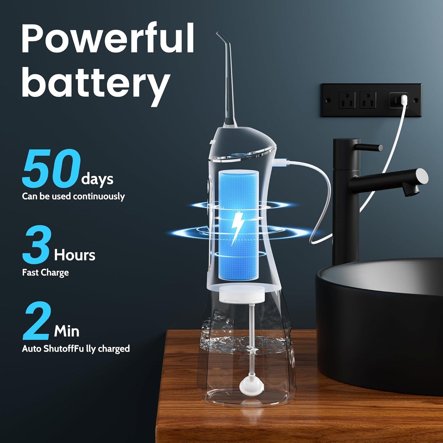 Water Flossers for Teeth, Electric Floss for Kids Adults, Water Dental Picks for Teeth Cleaning and Flossing, Portable Flossers for Travel Size, Travel Bag and 4 Tips, IPX7 Waterproof - White