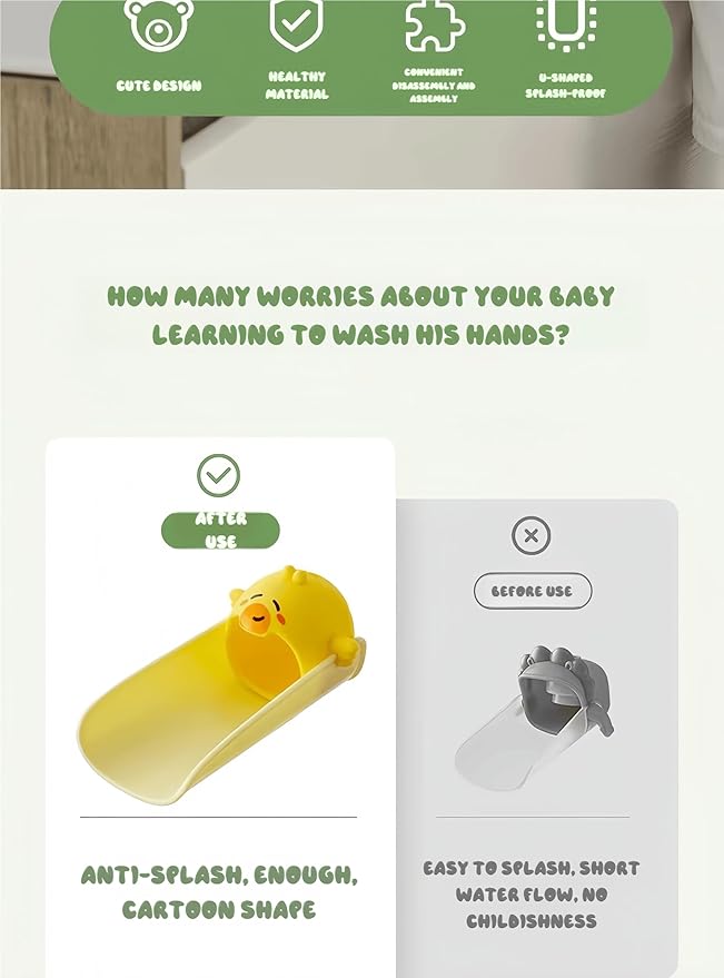 Faucet Extender for Toddlers & Kids – Cute Animal Design, Food-Grade Silicone, Fits Most Bathroom & Kitchen Sinks, Easy Install No Tools Needed (Shape-2)