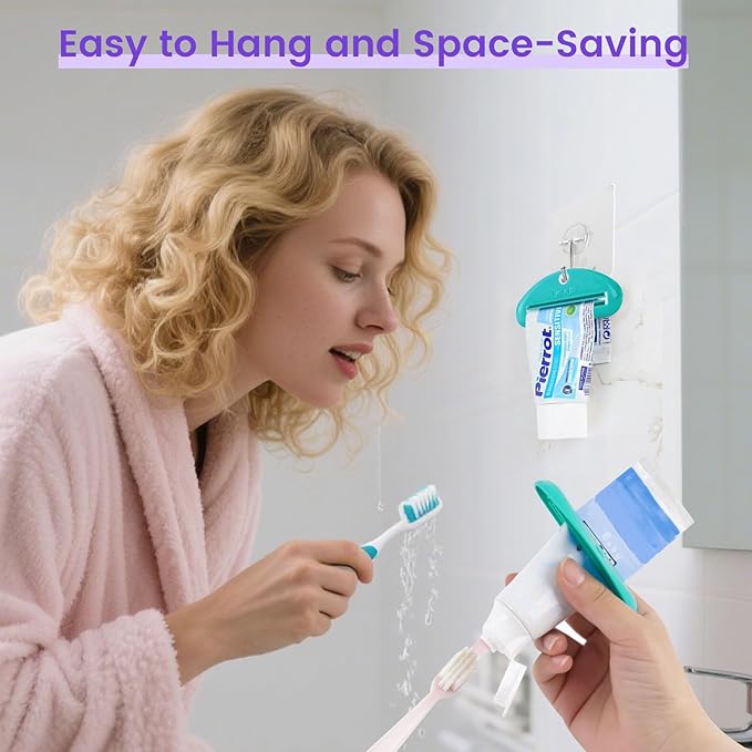 LOVEINUSA Toothpaste Tube Squeezer Dispenser, 4PCS Hanging Tooth Paste Clips Roller Squeezer Holder for Saving Toothpaste Facial Cleanser Creams Paint, Assorted Colors