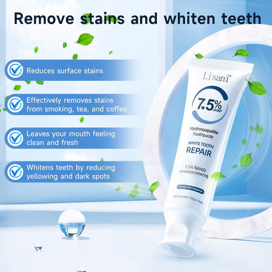 Set 2-Pack Hydroxyapatite Toothpaste for Teeth Remineralization, Enamel Repair, Sensitivity Relief & Whitening Fluoride-Free, Deep Cleaning Care, Fresh Breath