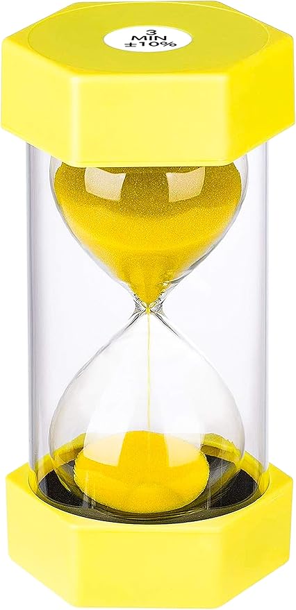 SuLiao Sand Hourglass 3 Minute： Colorful Clock 3 Minute, Small Yellow Sand Watch 3 Min, Plastic Hour Glass Sandglass Timer for Kids, Games, Classroom, Kitchen, Toothbrush Timer, Decoration