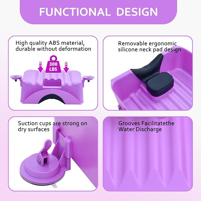 Portable Shampoo Basin for Kids, Baby, Children,Tear Free Hair Washing Basin Tray at Home (Purple)
