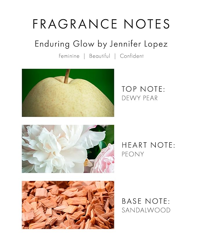 Jennifer Lopez Enduring Glow Eau De Parfum Spray, Iconic Shaped Gold Metalized Bottle, 1.0 Fl Oz (30 ml)