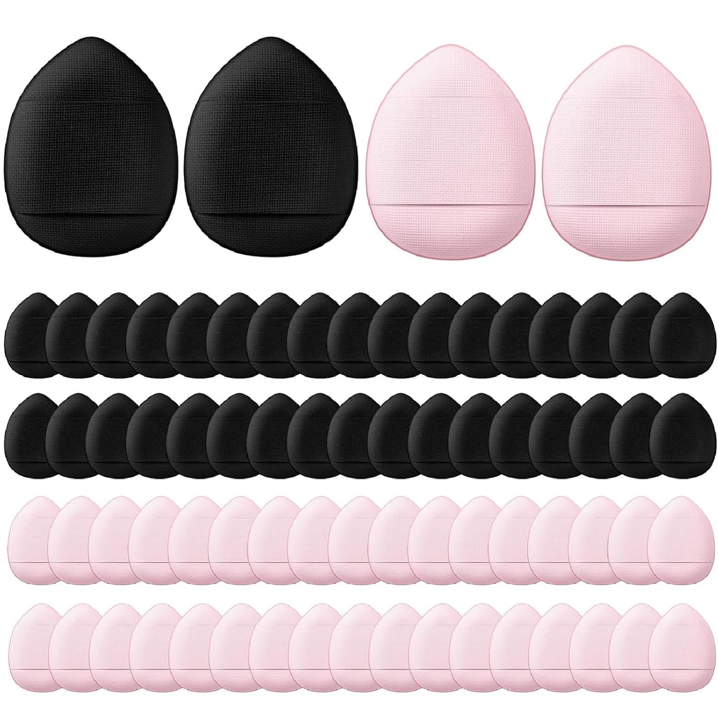 Gerrii 72 Pcs Finger Powder Puff Mini Makeup Sponge Soft Beauty Makeup Blender Puff for Foundation, Face Powder, Under Eye Setting, Concealer, Repair Cream, Cosmetic Tool(Pink,Black)
