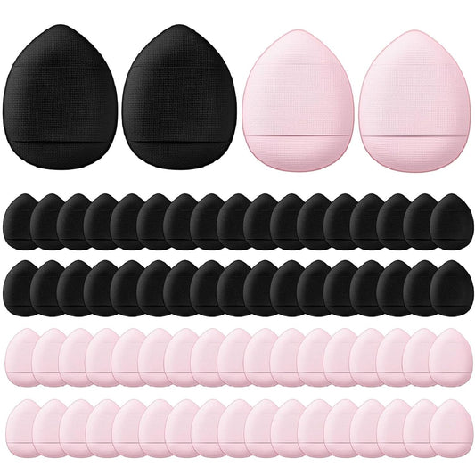 Gerrii 72 Pcs Finger Powder Puff Mini Makeup Sponge Soft Beauty Makeup Blender Puff for Foundation, Face Powder, Under Eye Setting, Concealer, Repair Cream, Cosmetic Tool(Pink,Black)